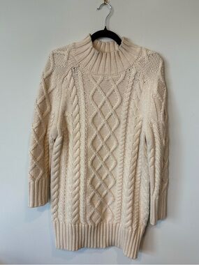 Tuckernuck hyacinth house Cable Knit Turtleneck Sweater Dress - Cream small